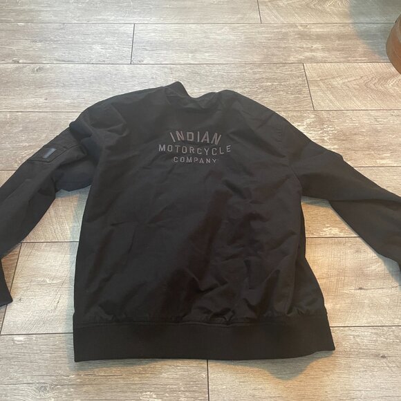 Vintage 90s Indian Motorcycle Coat Jacket Black Medium MA-1 Style - Picture 8 of 10